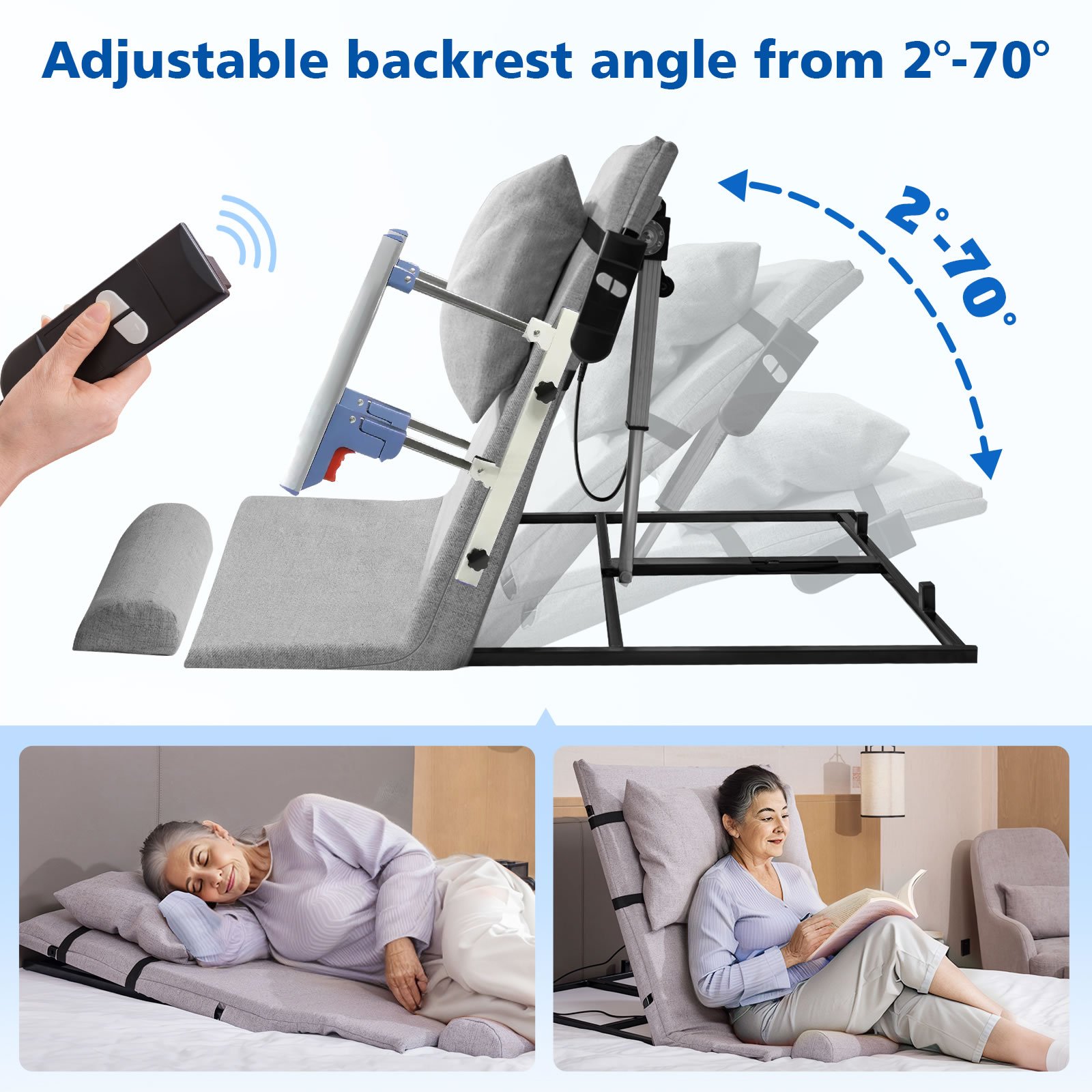 Maxkon Electric Lift Bed Arm Back Rest Pillow Bedrails Power Chair Lifter Assist Sit Stand Up Recliner Elderly Senior Disability Remote Medical Aid Support