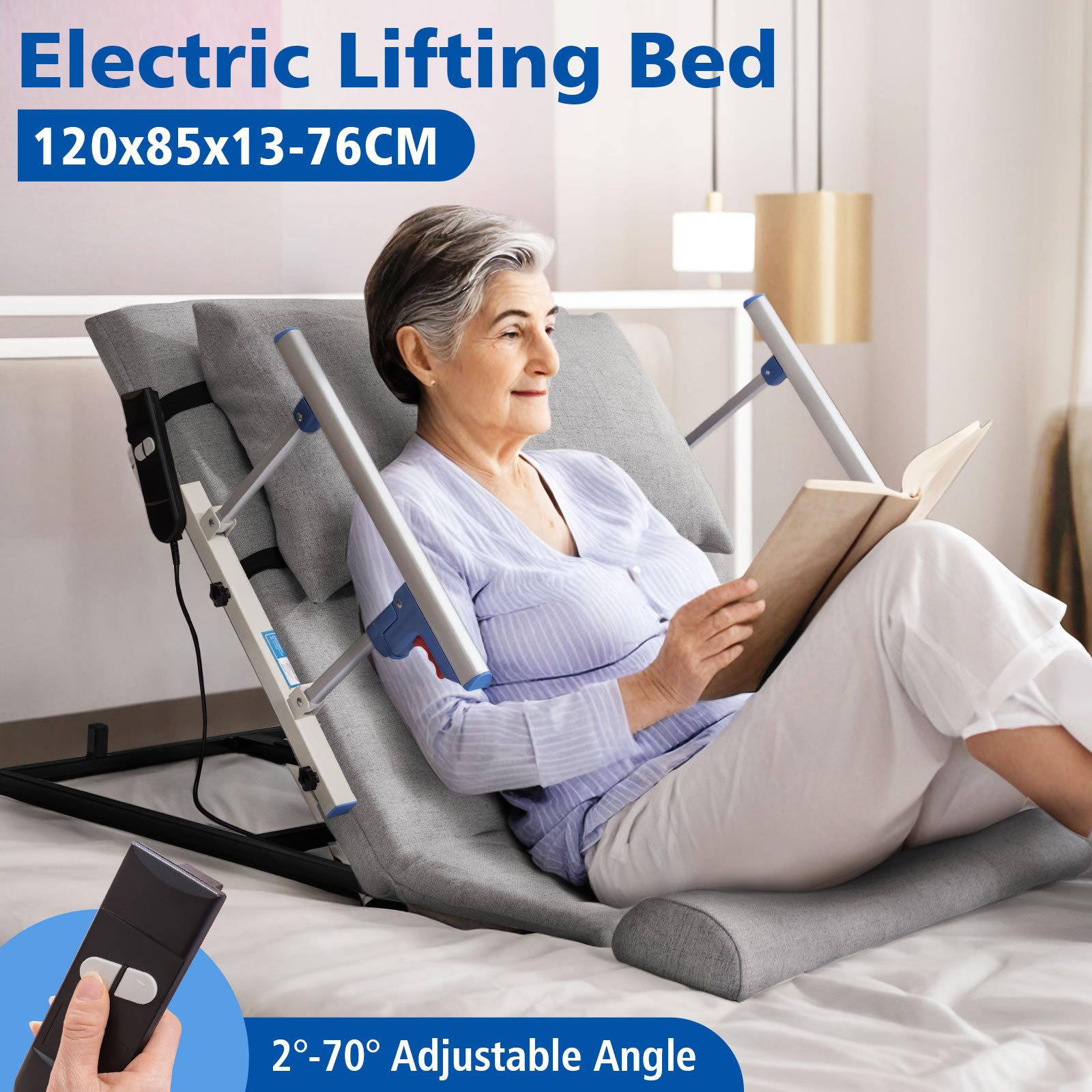Maxkon Electric Lift Bed Arm Back Rest Pillow Bedrails Power Chair Lifter Assist Sit Stand Up Recliner Elderly Senior Disability Remote Medical Aid Support