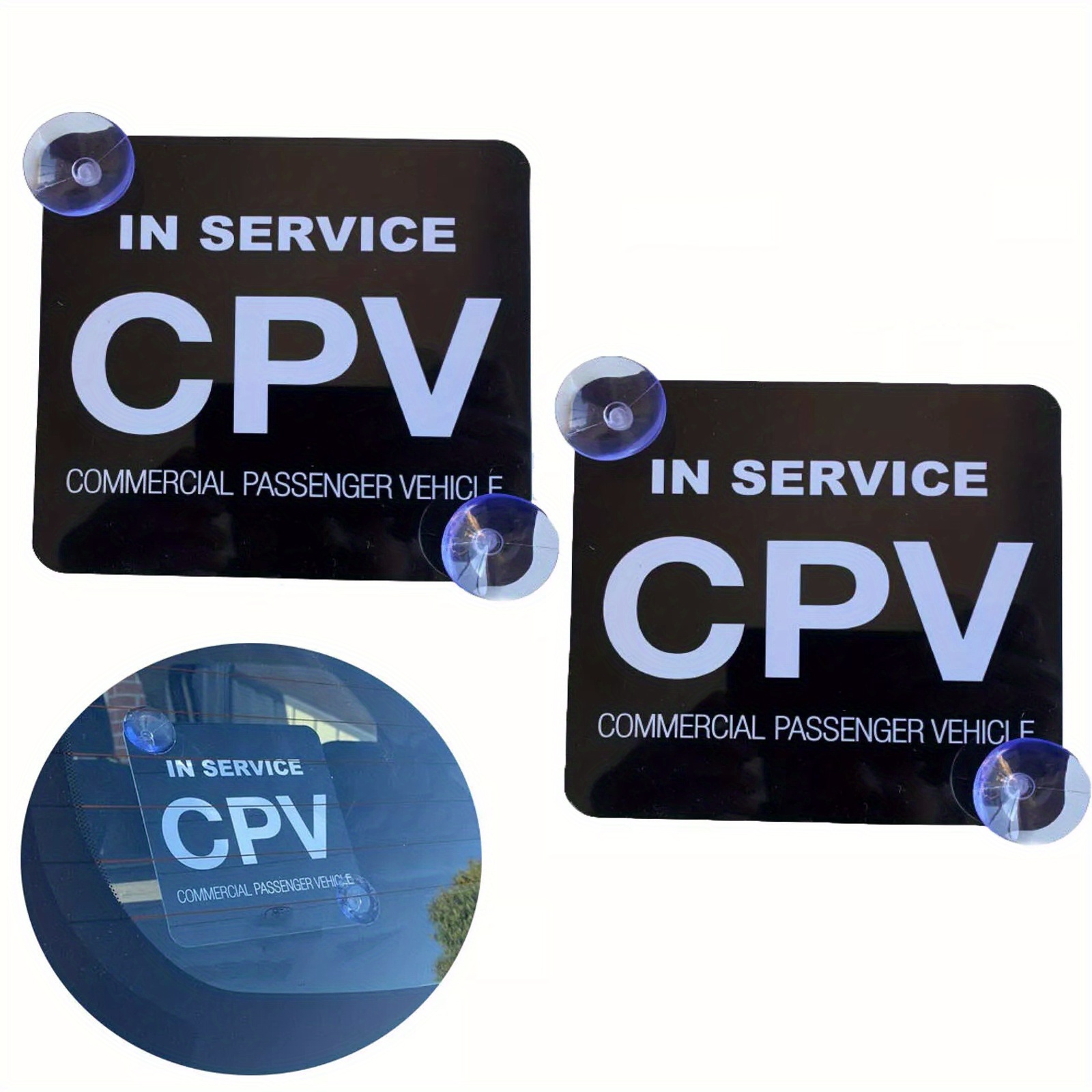 TEMU 3pcs Commercial Passenger Vehicle Sign Cpv With Dual Suction Cups - Reusable, High-visibility Car Decals For Enhanced Safety & Awareness