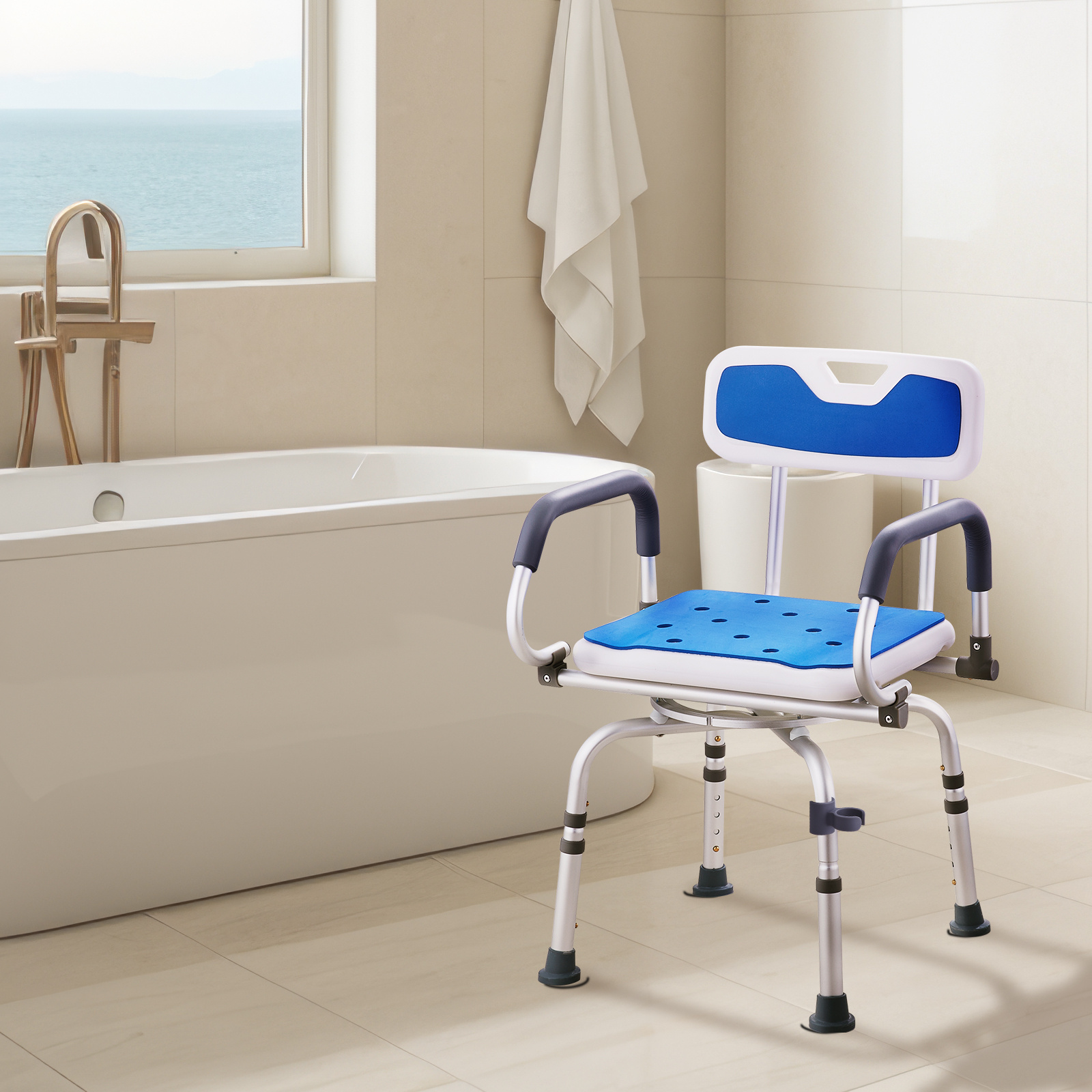 VEVOR Shower Chair 360° Swivel Bathtub Shower Seat with Pivoting Arms 400LBS