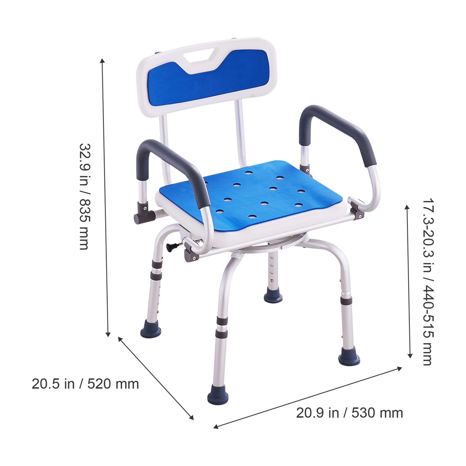 VEVOR Shower Chair 360° Swivel Bathtub Shower Seat with Pivoting Arms 400LBS