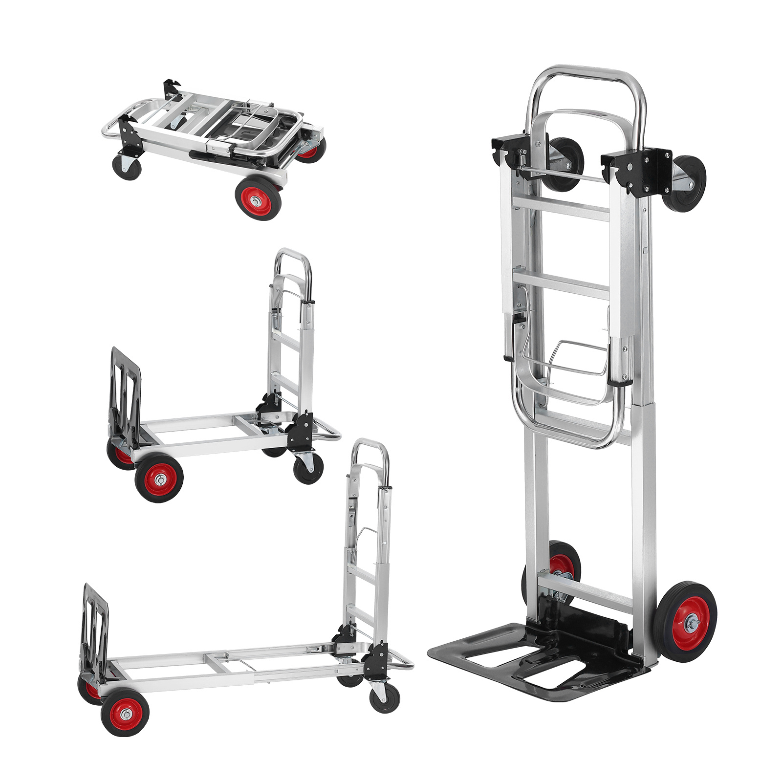 TEMU Vevor Aluminum Hand Truck, 2 In 1, 300 Lbs/ 400 Lbs/ 800 Lbs/ 1000 Lbs Load Capacity, Heavy Duty Industrial Convertible Folding Hand Truck And