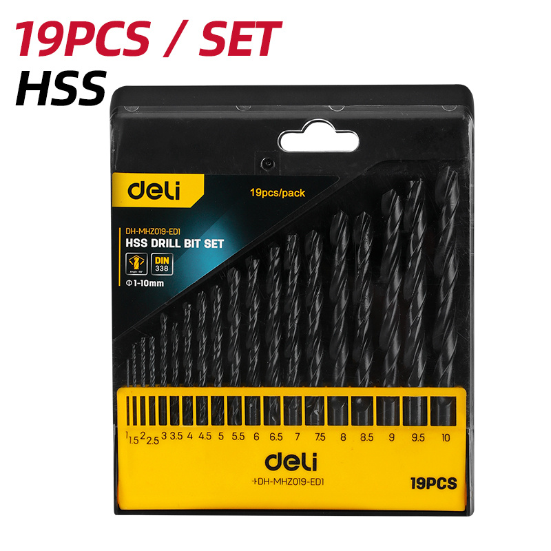 TEMU Deli Twist Drill Bit Metal Aluminum Copper Wood Stainless Steel Hole Tool Titanium 1mm To 10mm 19pcs Hex Tile Drill Bits Set Of Metal Drill Bits