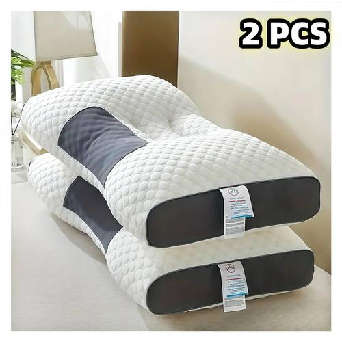 2 4pcs knitted massage neck pillow for sleeping soft adjustable ergonomic orthopedic contour support pillow with high quality pillow core and removable cover perfect gift for halloween christmas and new year