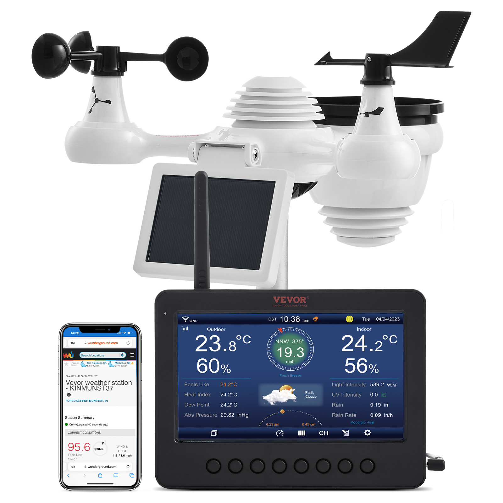   7 in 1 wi fi weather station 177 8 mm tft display wireless outdoor sensor