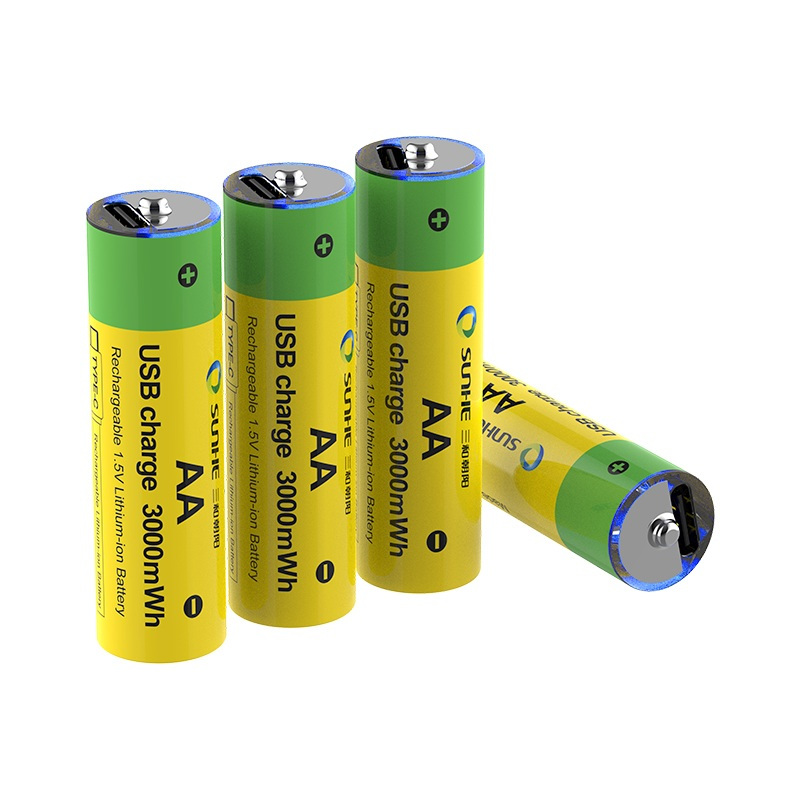TEMU Lithium Rechargeable Battery Aa3000mwh Sunhe X 4pcs With Charger Cable