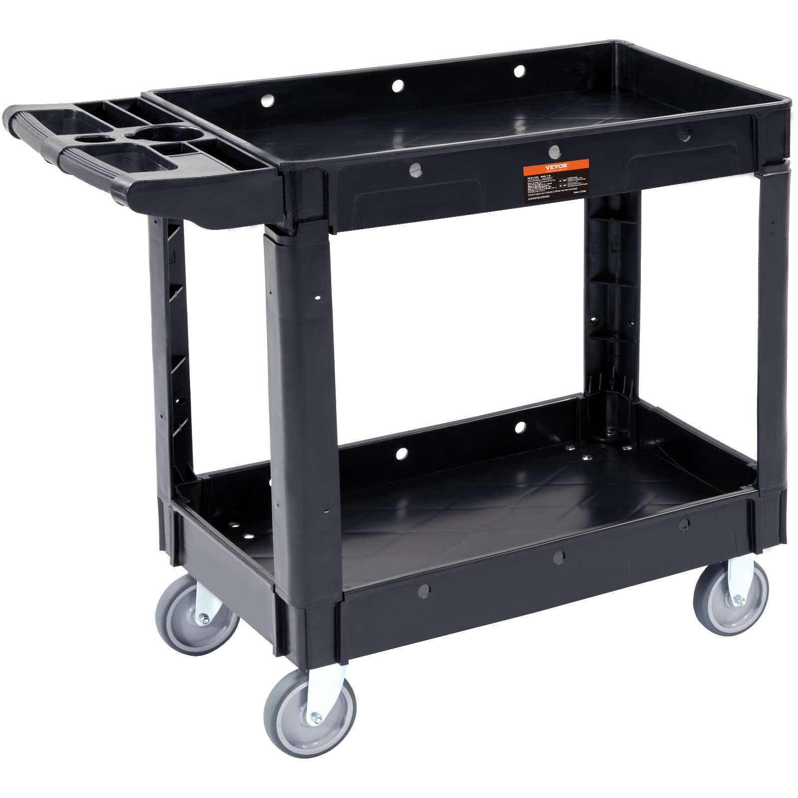 TEMU Vevor Utility Service Cart, 2 Shelf / 3 Shelf 550lbs Heavy Duty Plastic Rolling Utility Cart With Wheels, Medium Lipped Shelf, Ergonomic Storage