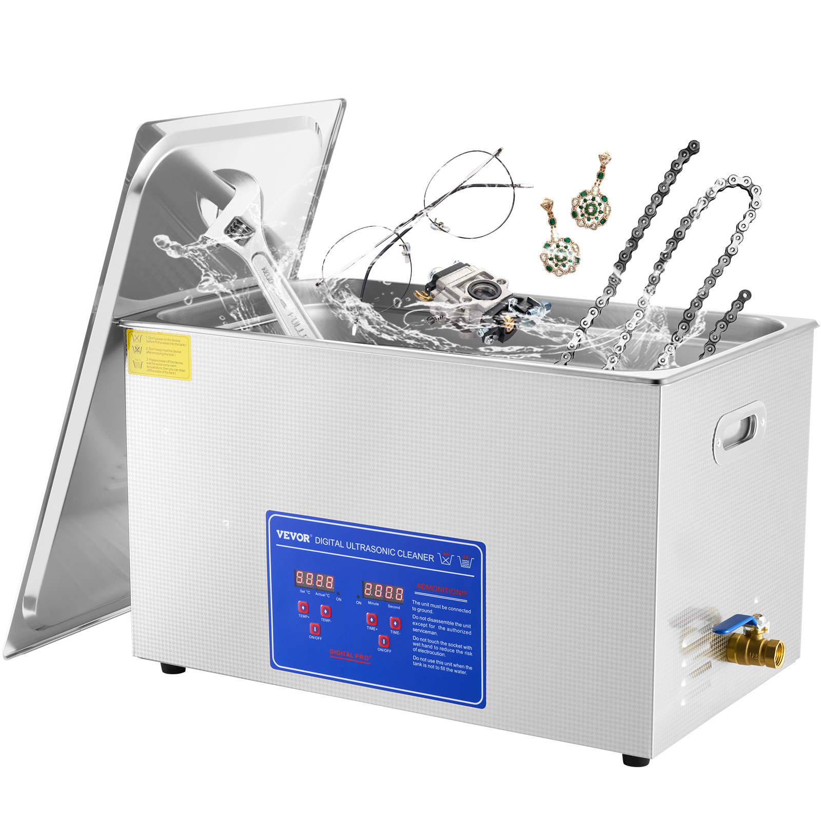TEMU Vevor 30l Digital Ultrasonic Cleaners Cleaning Equipment Bath Tank W/timer Heated