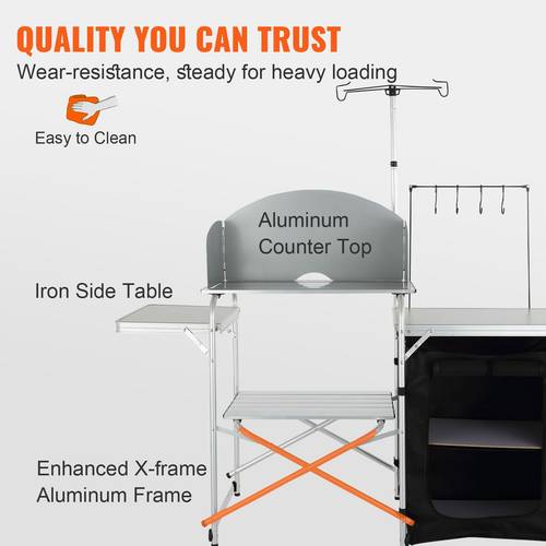 camping kitchen table folding portable cook cupboard windscreen