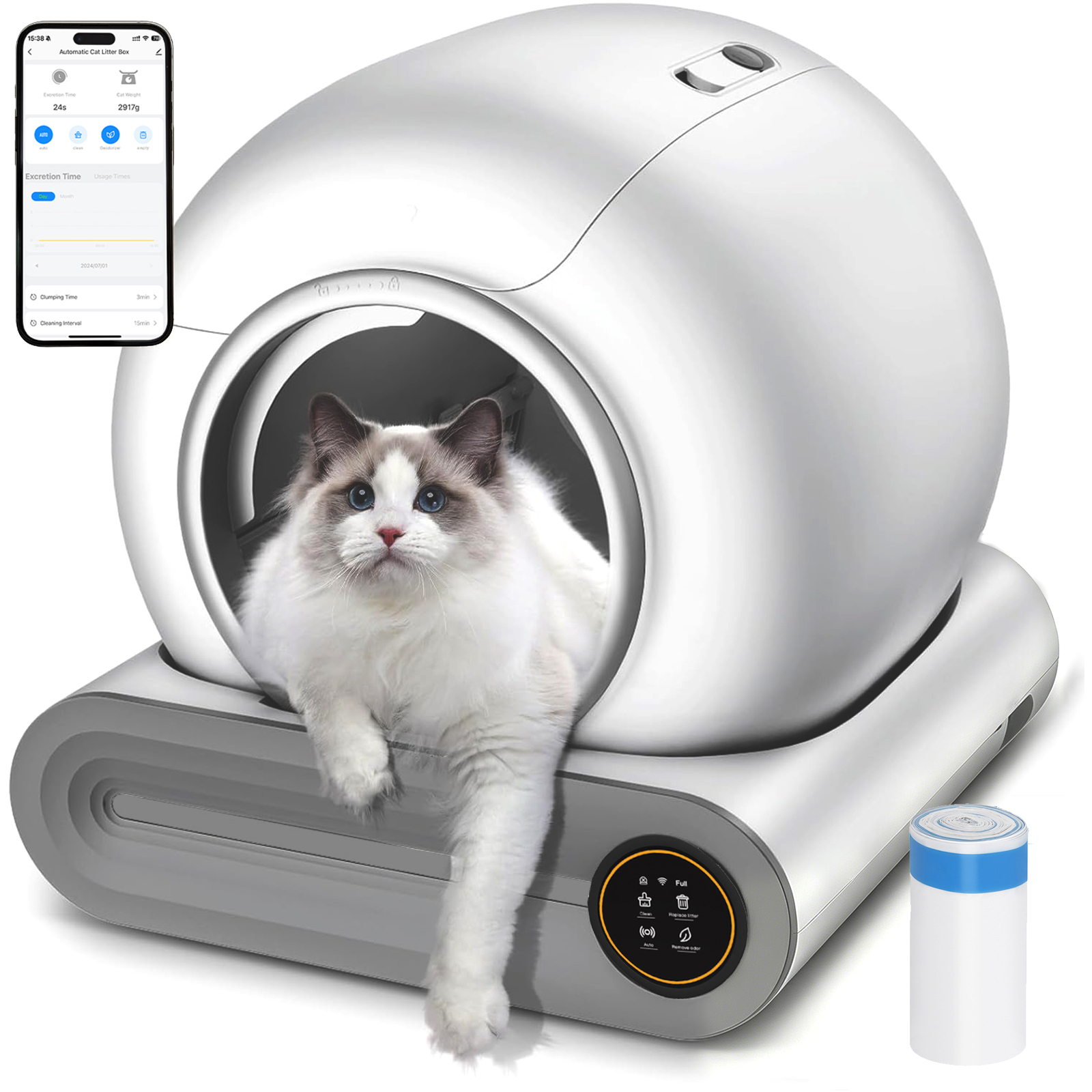 TEMU Self-cleaning Cat Litter Box With App Control, Automatic Cat Litter Box 74l Large Capacity For Multi Cats, Odor Removal & Safety Protection