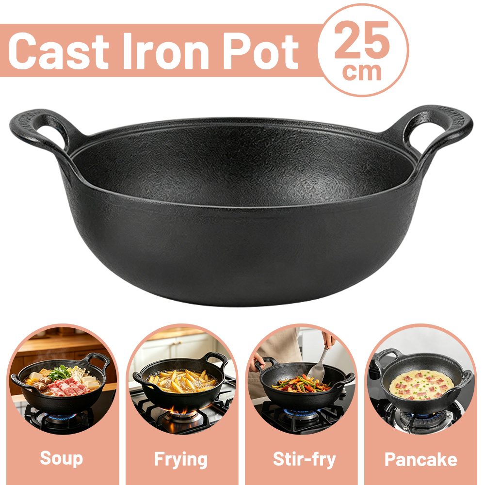 TEMU Cast With Dual Handles Durable Cookware For Outdoor Grilling And Camping Baking, Mini Wok - Indoor/outdoor Multi-functional/ Kitchen Essential