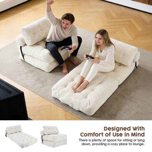 corduroy floor sofa bed chair couch lounge 3in1 convertible folding lazy lounger chaise ground seat cushion modern comfortable sitting room furniture