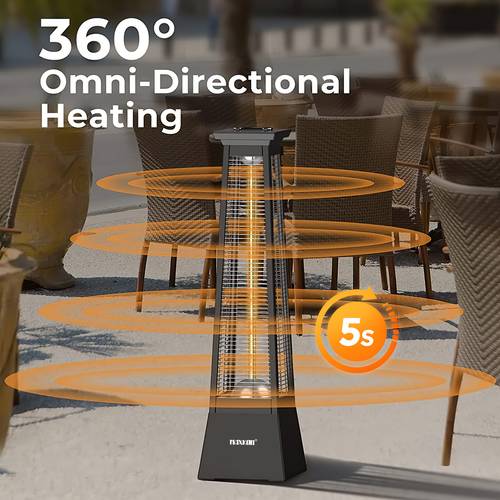 1500 infrared patio heater electric portable freestanding carbon fibre omnidirectional heating indoor outdoor with handle
