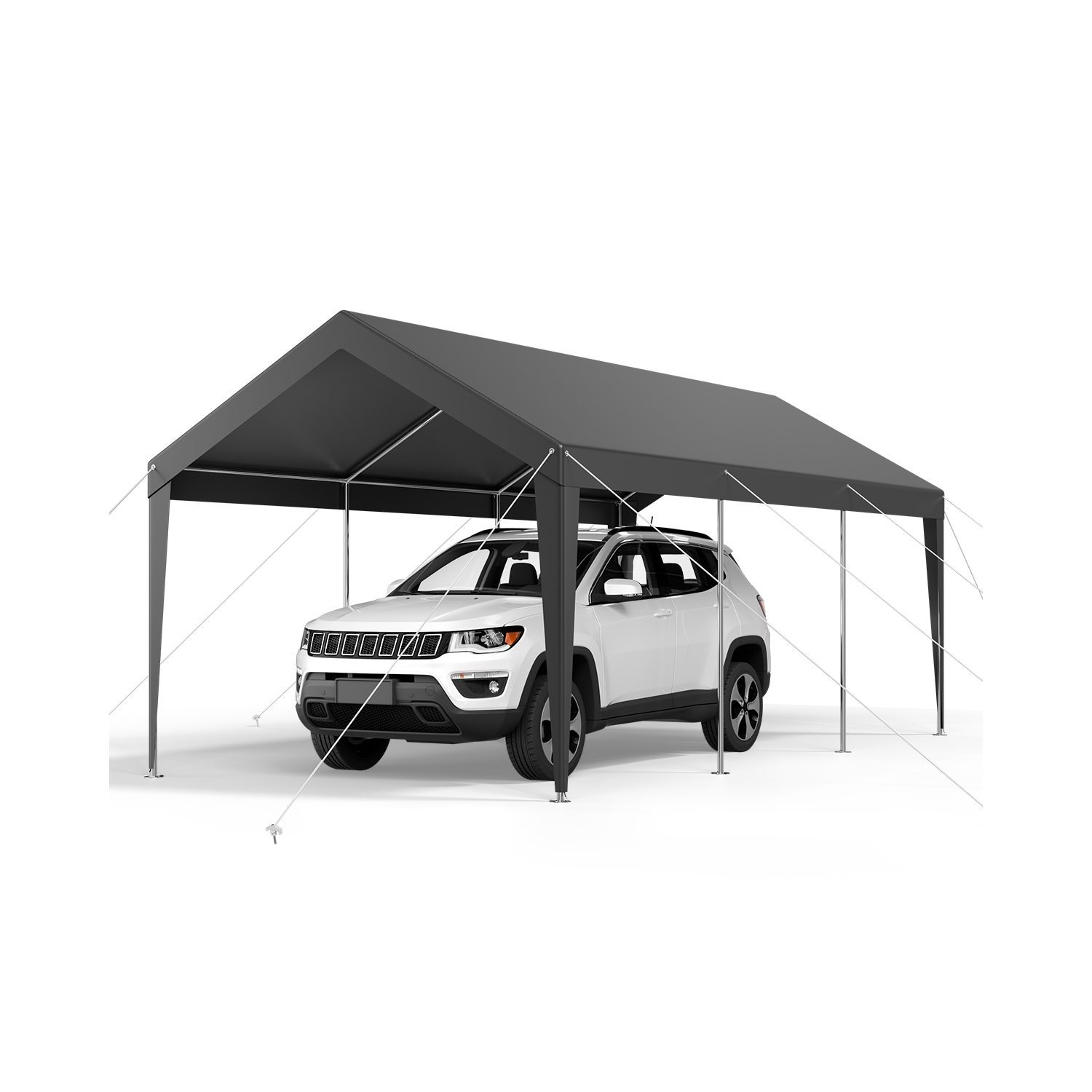  carport 10 x 20 ft outdoor car canopy potable carport heavy duty galvanized car   season protection storage shed for   motorcycle grey