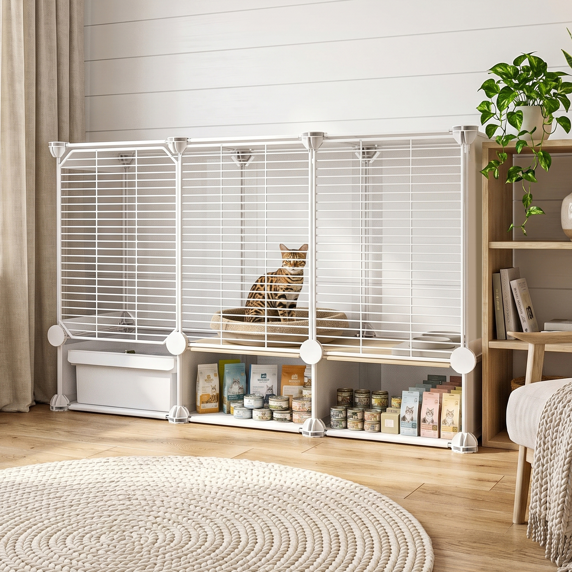 Advwin Cat Cage with Litter Box and Bottom Storage Space, Expandable Cat Playpen, Detachable Metal Cat Enclosure Ideal for Kitten Ferret - Image 9