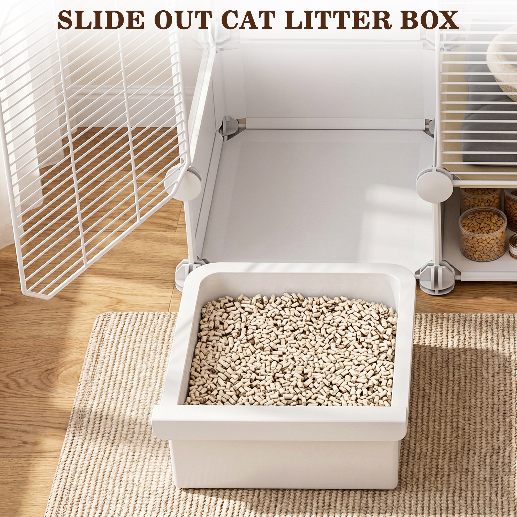 Advwin Cat Cage with Litter Box and Bottom Storage Space, Expandable Cat Playpen, Detachable Metal Cat Enclosure Ideal for Kitten Ferret - Image 3