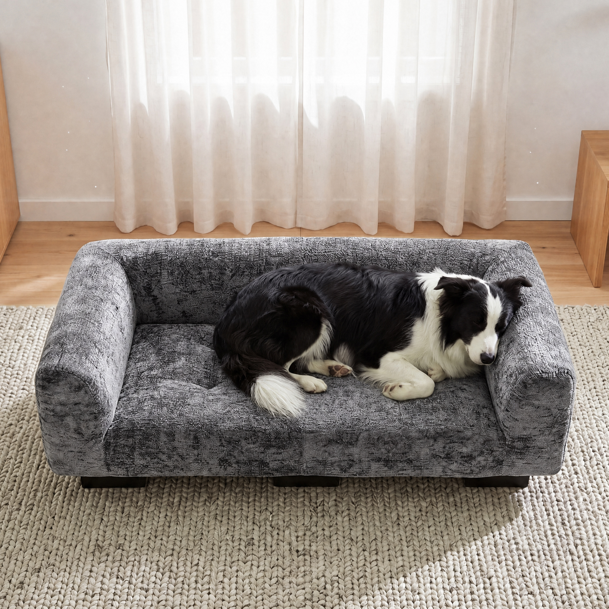 TEMU Advwin Elevated Dog Sofa Bed For Medium Large Dogs, Orthopedic Pet Couch Bed Raised Dog Bed With 3-sided Bolsters, Dog Chair For Labrador Husky