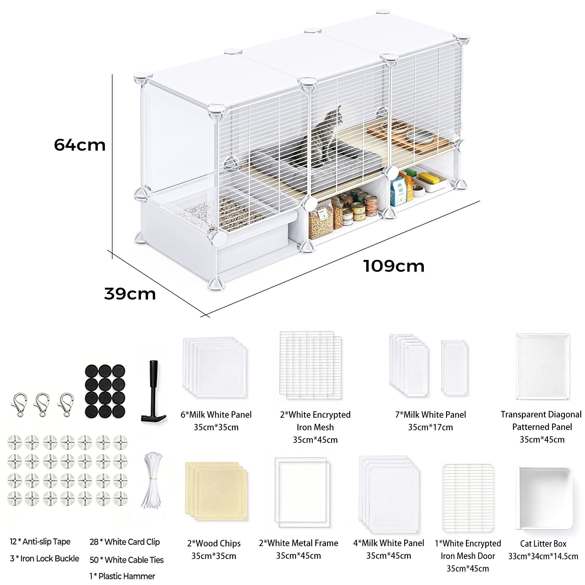 Advwin Cat Cage with Litter Box and Bottom Storage Space, Expandable Cat Playpen, Detachable Metal Cat Enclosure Ideal for Kitten Ferret - Image 5