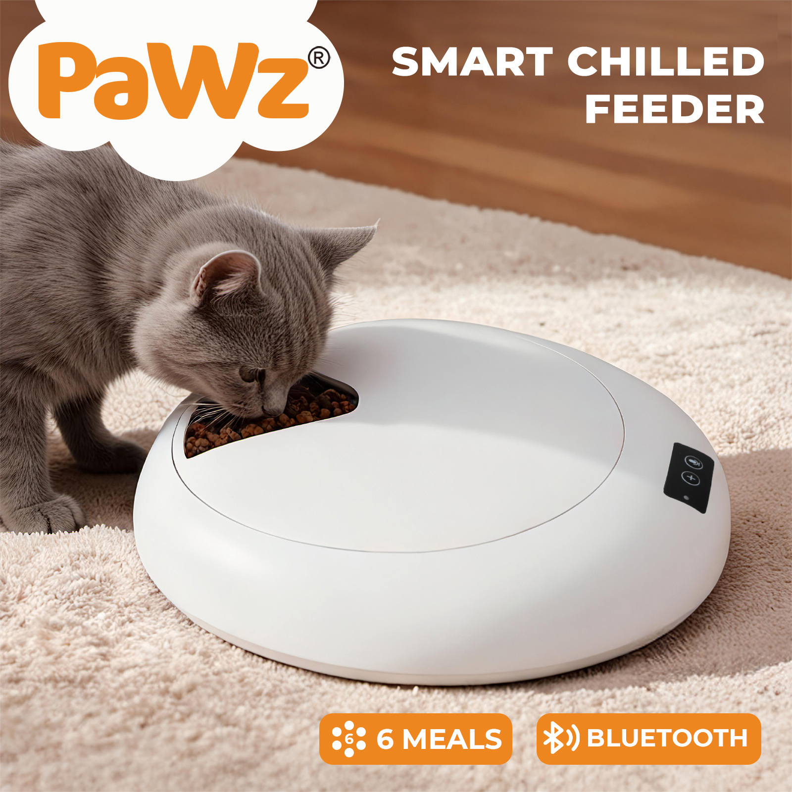 TEMU Pawz Automatic Pet Food Dispenser 6 Portion Timed Feeding For Wet And Dry Cooling Design For