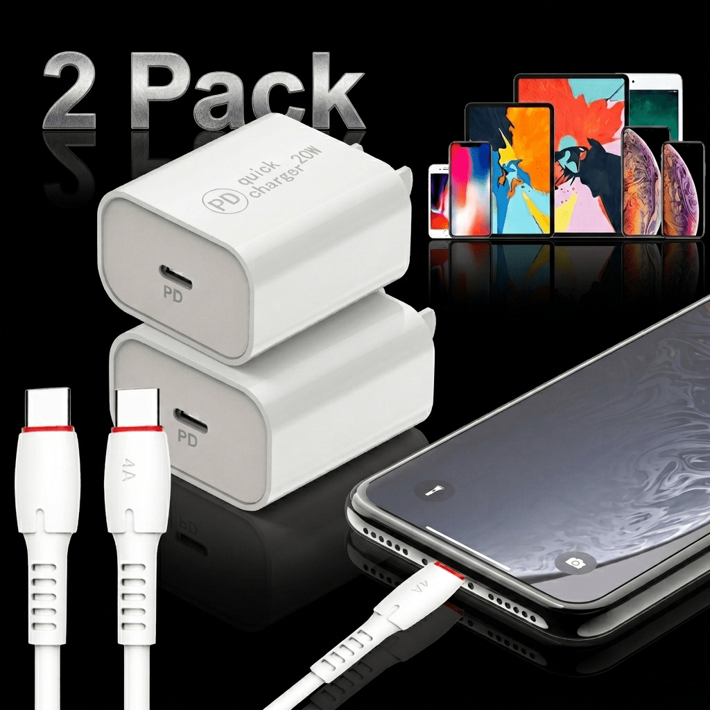 TEMU [2 Pack] Pd20w Saa Certified Super Fast Charging Quick Charger Au Wall Plug Power Adapter For Iphone, , Google, Oppo, , Moto, Hmd, , , , Huawei,