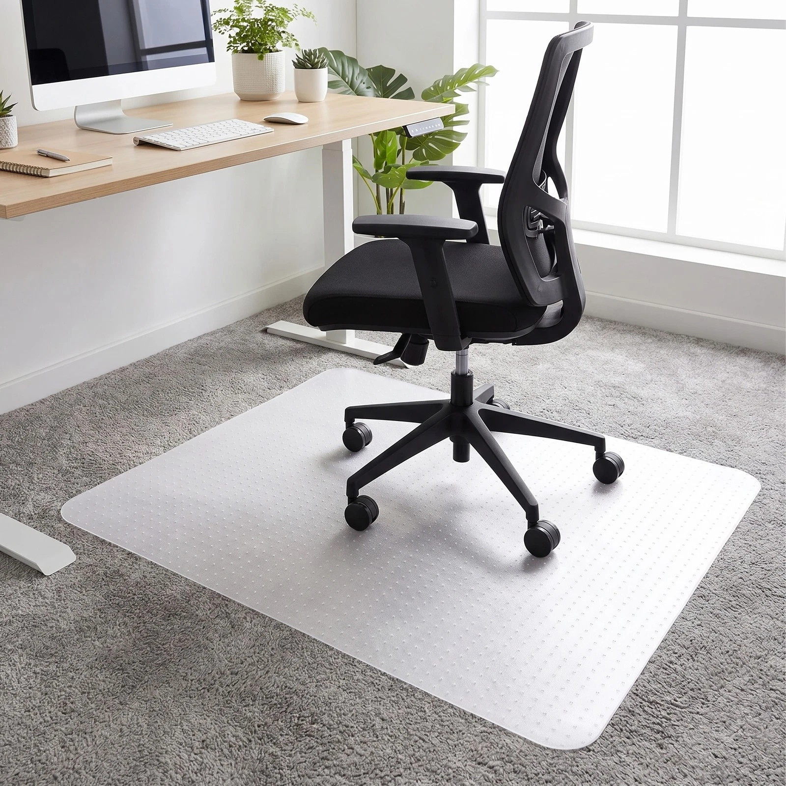 TEMU Chair Mat For Carpet Floors 120x90cm, Heavy Duty Pvc Office Floor Protector For Home Office Computer Desk Gaming Chair, Clear Non-slip Gripper