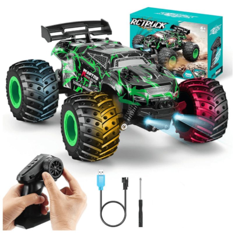 TEMU 1:18 Scale 2wd All‑terrain Rc Truck, 2.4ghz Rechargeable Remote ‑road Car With Bright Led Lights, Durable Hobby Grade Rc Vehicle For Boys &
