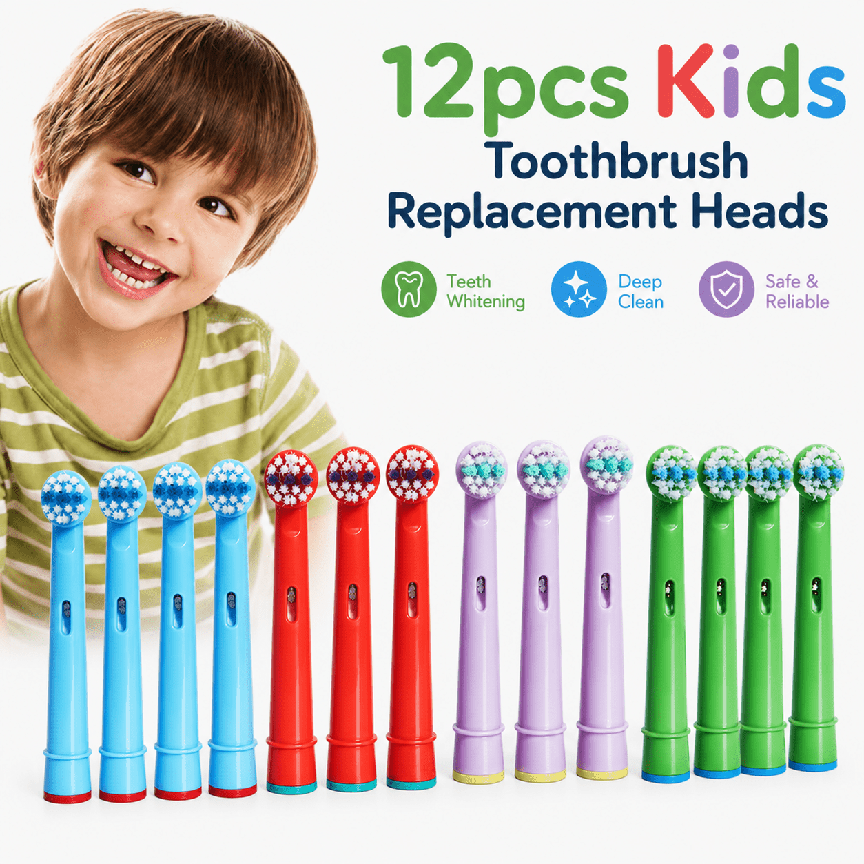 TEMU 12pcs Kids Toothbrush Replacement Heads Compatible With Oral-b, Bristles Brush Heads For Children, Electric Toothbrush Refills