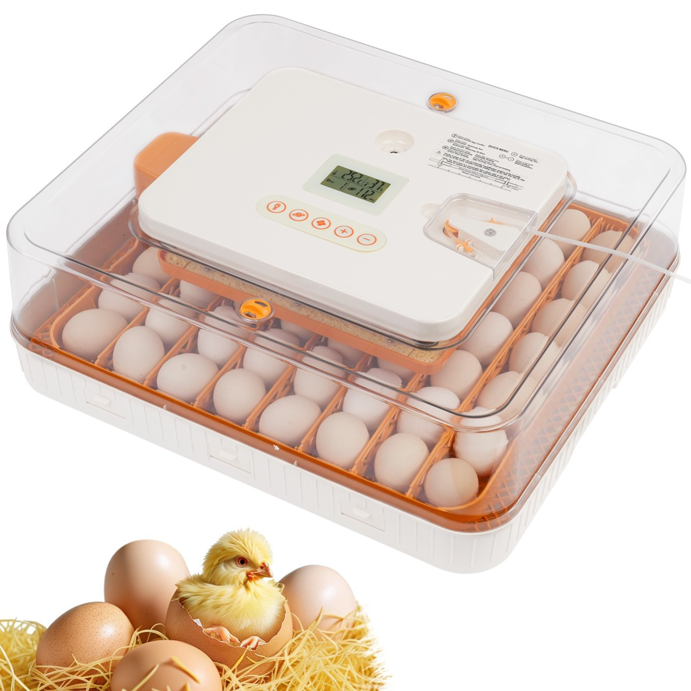 TEMU 56 Egg Full Automatic Chick Incubator With Auto Egg Turner, Led , Temperature Humidity Control For Hatching Chicken Poultry
