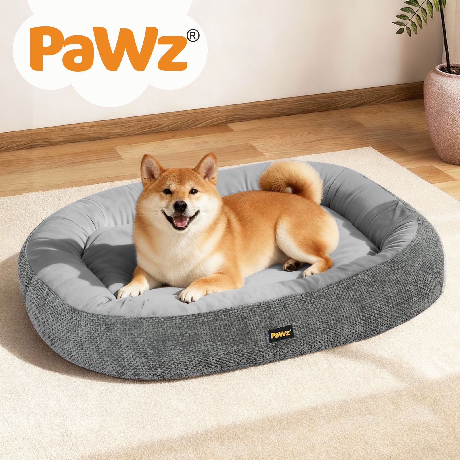 Pawz Orthopaedic Dog Bed Multi Size S–XXXL Plush Dog Mat with Bolster Removable Washable Cover Soft Fleece Pet Bed Non Slip Base Indoor Dog Cushion Grey - Image 15