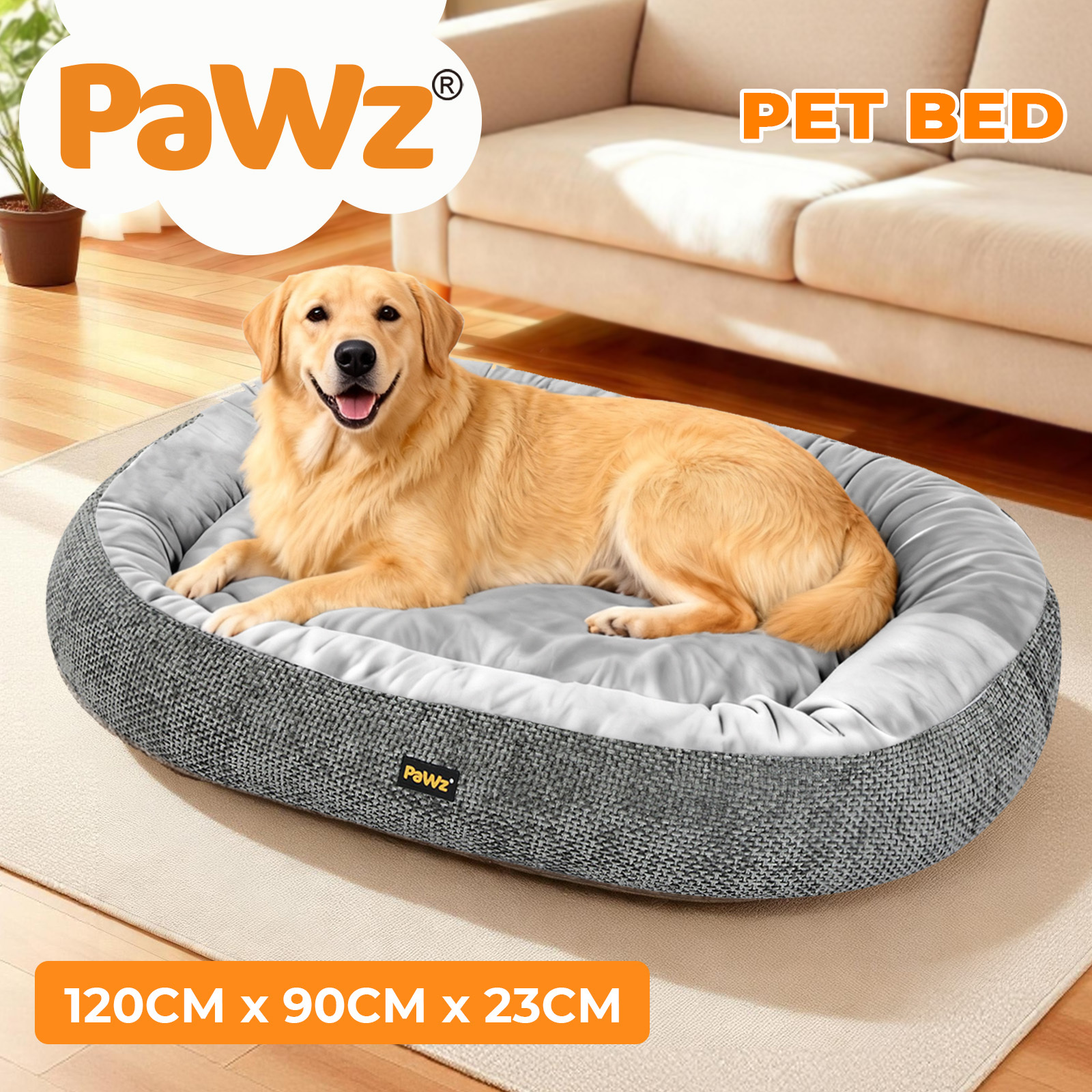 Pawz Orthopaedic Dog Bed Multi Size S–XXXL Plush Dog Mat with Bolster Removable Washable Cover Soft Fleece Pet Bed Non Slip Base Indoor Dog Cushion Grey - Image 5