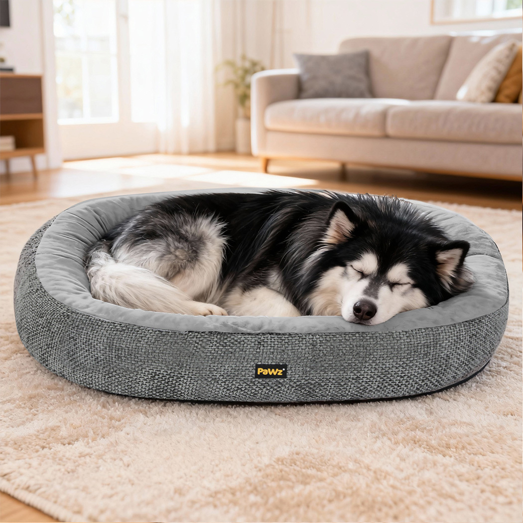 Pawz Orthopaedic Dog Bed Multi Size S–XXXL Plush Dog Mat with Bolster Removable Washable Cover Soft Fleece Pet Bed Non Slip Base Indoor Dog Cushion Grey - Image 25