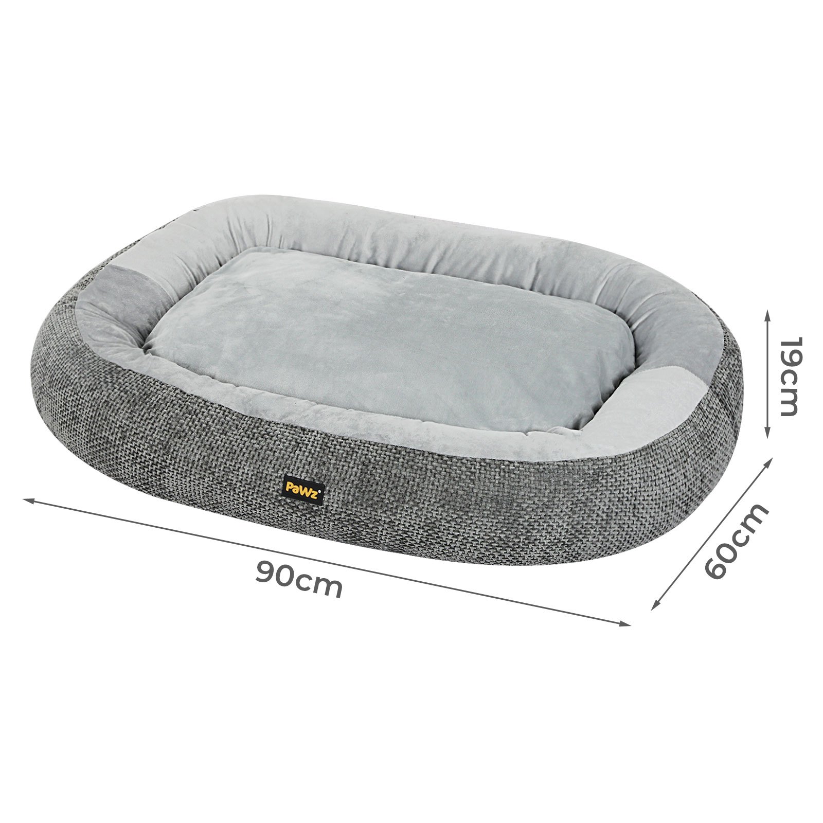 Pawz Orthopaedic Dog Bed Multi Size S–XXXL Plush Dog Mat with Bolster Removable Washable Cover Soft Fleece Pet Bed Non Slip Base Indoor Dog Cushion Grey - Image 10