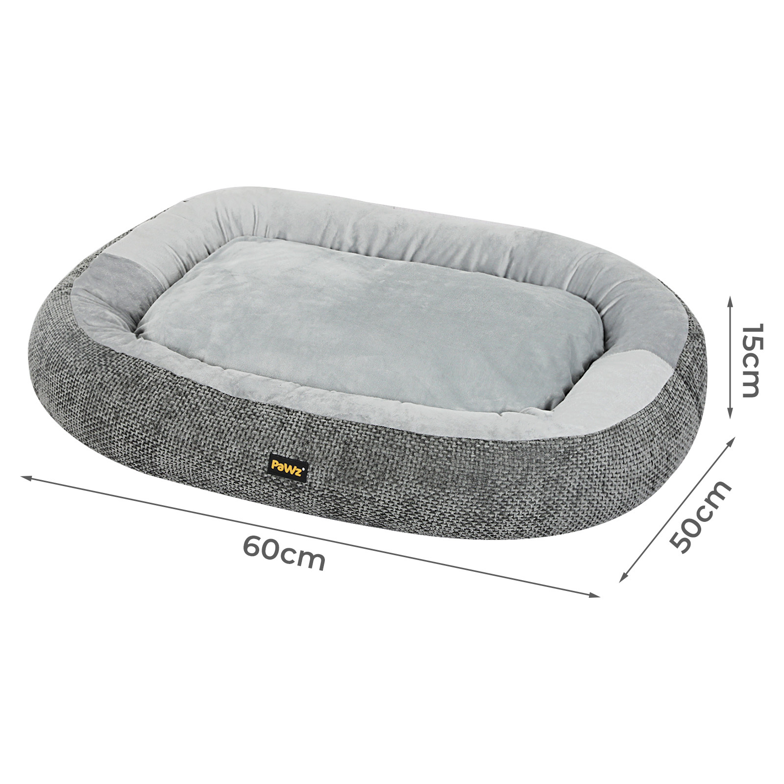 Pawz Orthopaedic Dog Bed Multi Size S–XXXL Plush Dog Mat with Bolster Removable Washable Cover Soft Fleece Pet Bed Non Slip Base Indoor Dog Cushion Grey - Image 7