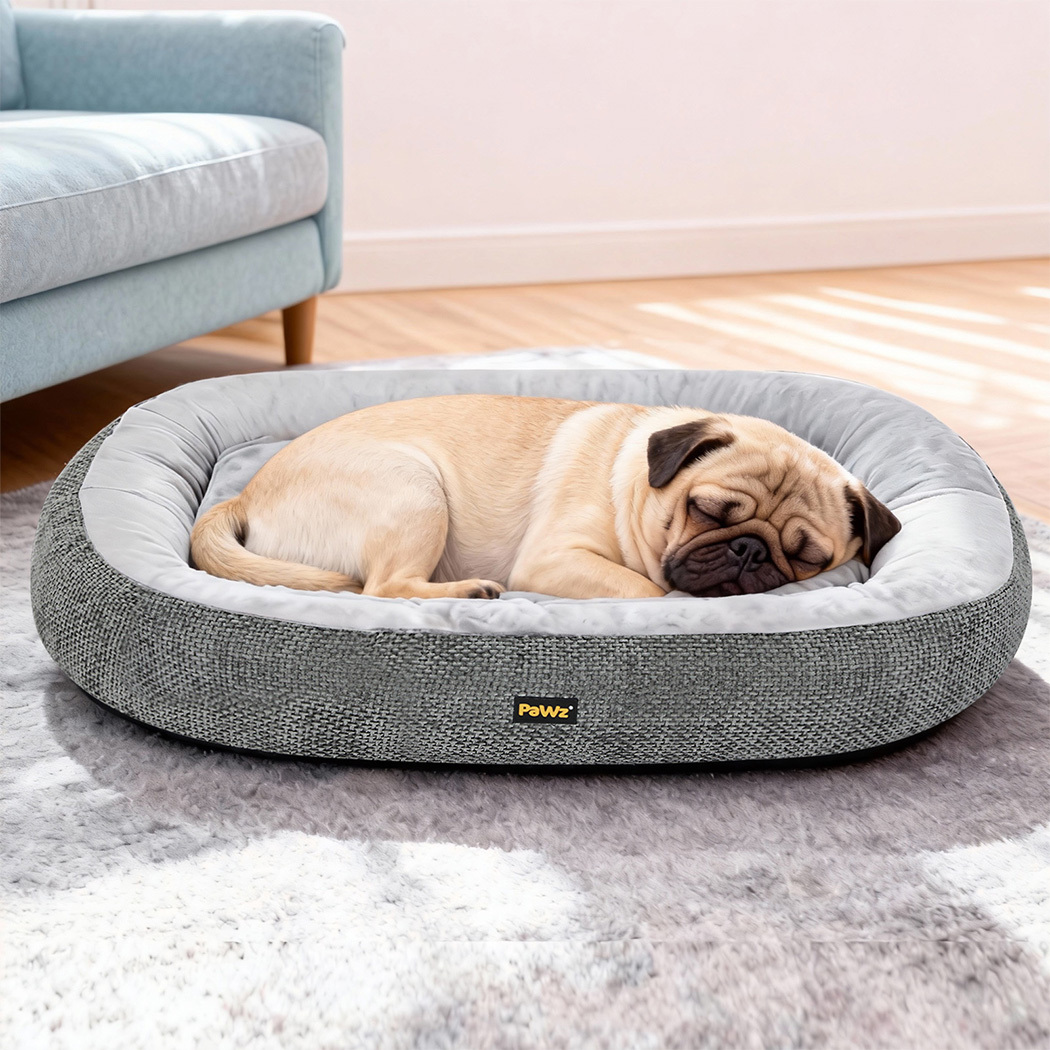Pawz Orthopaedic Dog Bed Multi Size S–XXXL Plush Dog Mat with Bolster Removable Washable Cover Soft Fleece Pet Bed Non Slip Base Indoor Dog Cushion Grey - Image 8