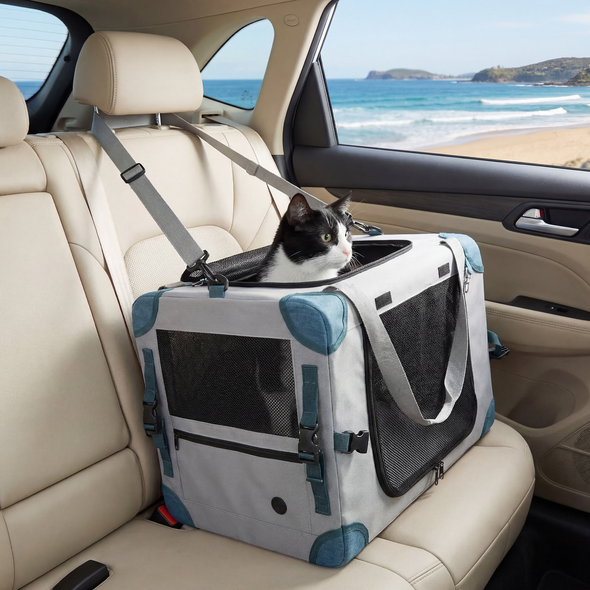 Advwin 2in1 Pet Carrier For Dogs Cats Foldable Portable Travel Bag Safety Durable Crate - Image 2