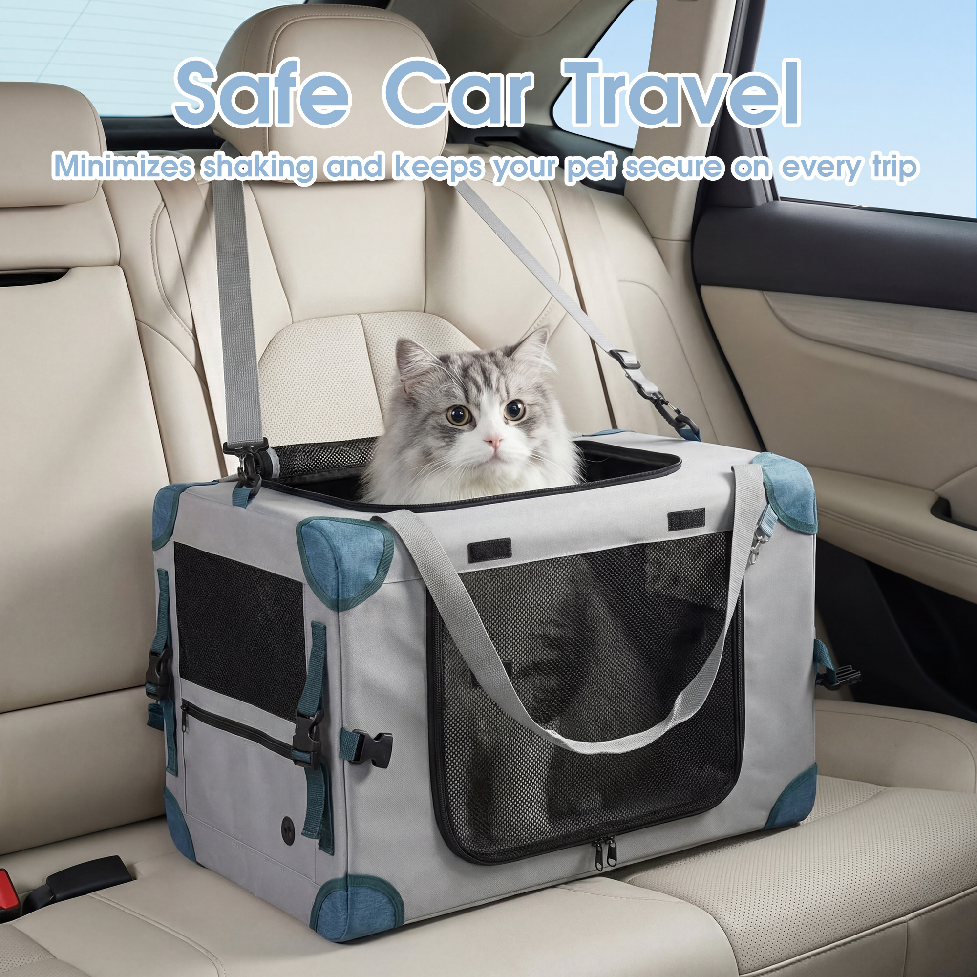 Advwin 2in1 Pet Carrier For Dogs Cats Foldable Portable Travel Bag Safety Durable Crate