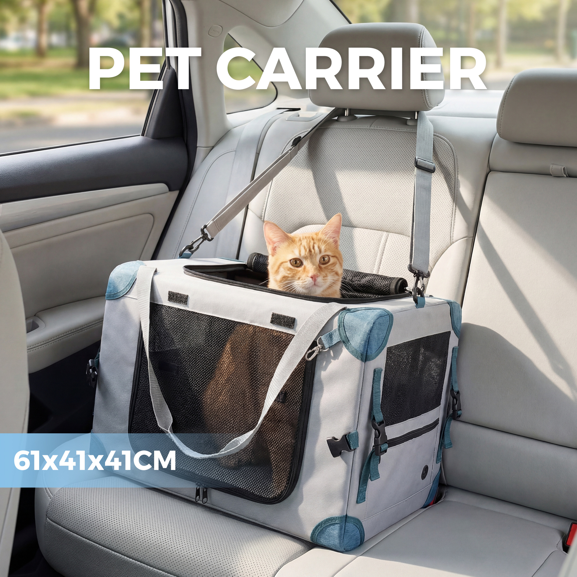 Advwin 2in1 Pet Carrier For Dogs Cats Foldable Portable Travel Bag Safety Durable Crate
