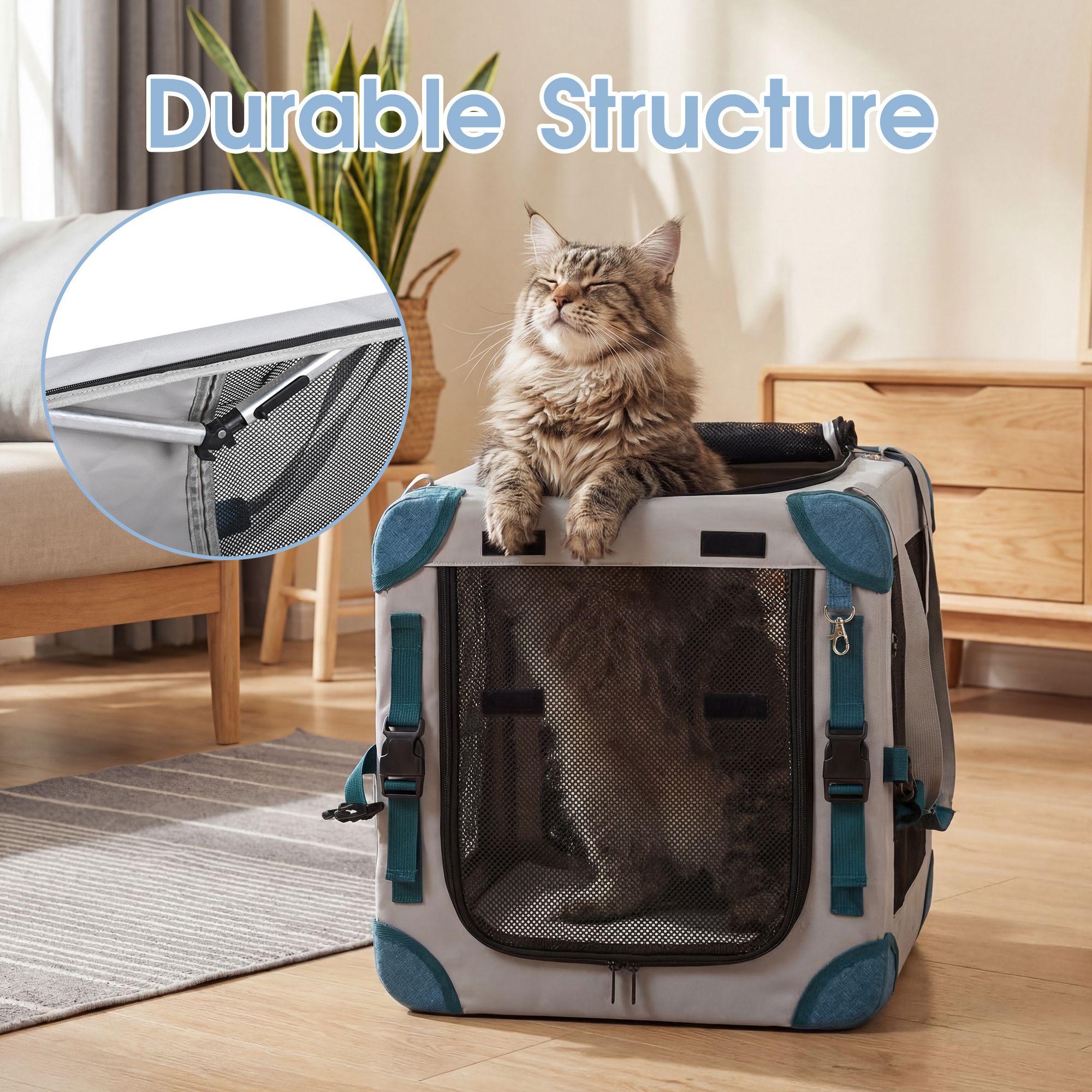 Advwin 2in1 Pet Carrier For Dogs Cats Foldable Portable Travel Bag Safety Durable Crate - Image 6