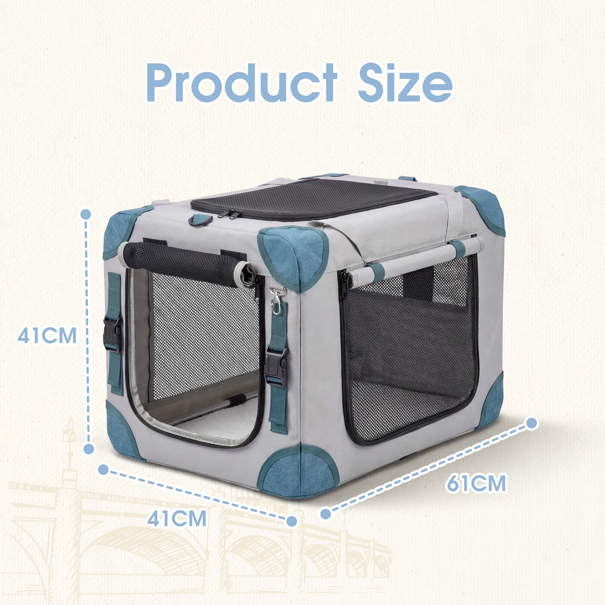 Advwin 2in1 Pet Carrier For Dogs Cats Foldable Portable Travel Bag Safety Durable Crate - Image 4