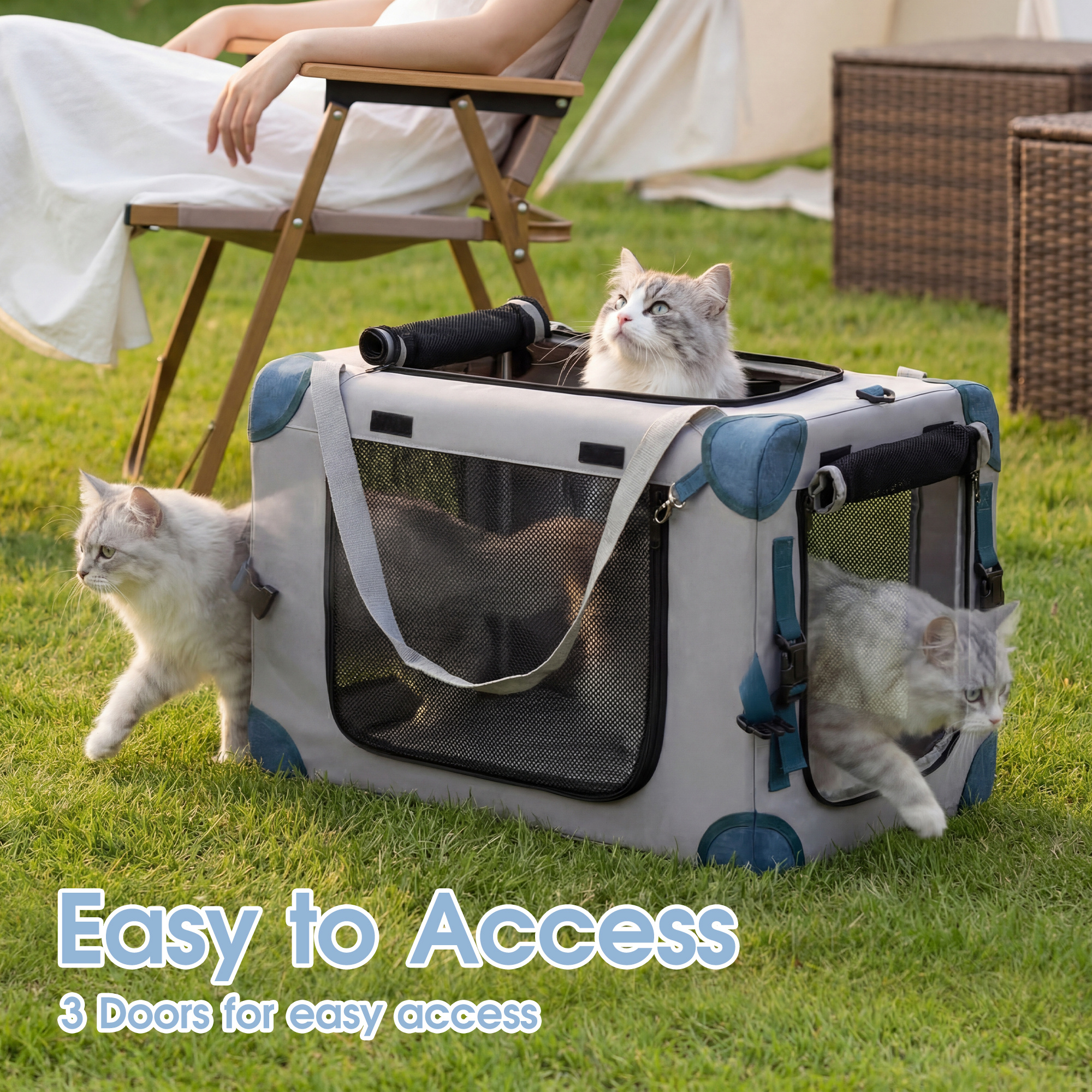 Advwin 2in1 Pet Carrier For Dogs Cats Foldable Portable Travel Bag Safety Durable Crate - Image 7