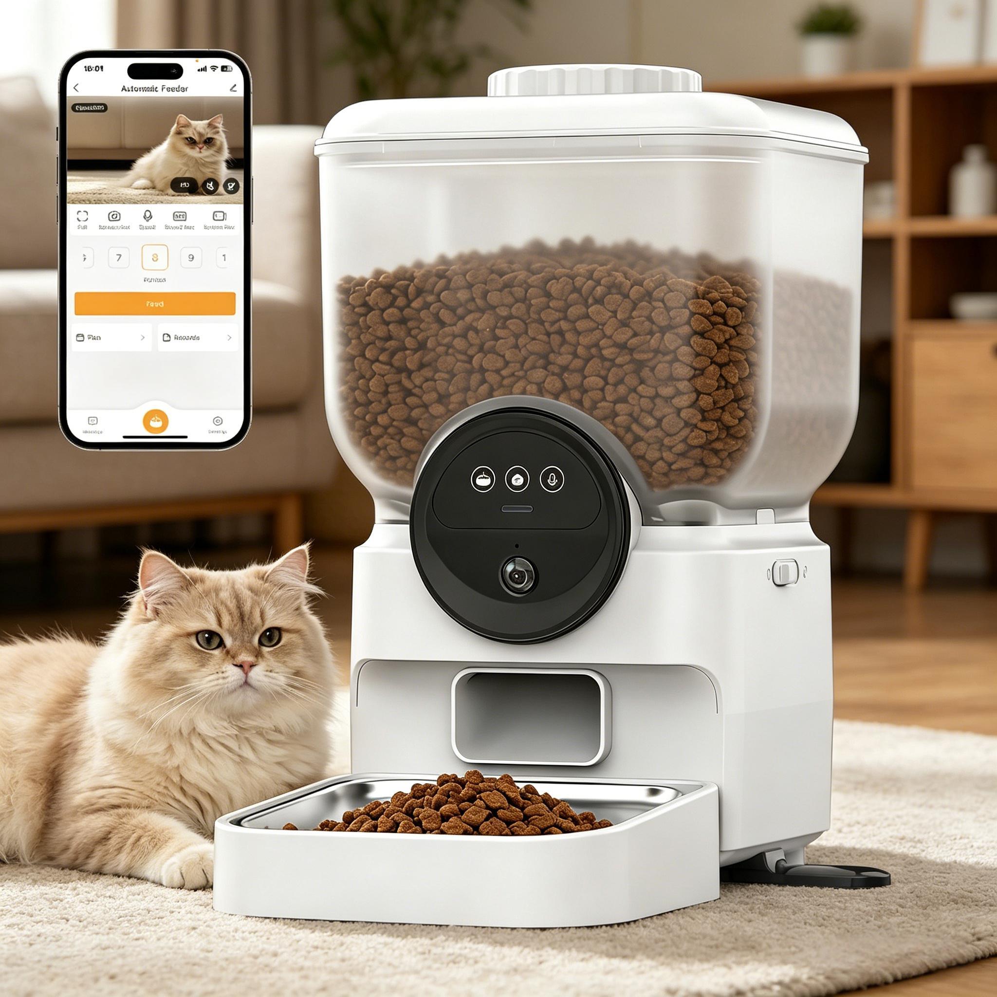 Advwin 7L Automatic Cat Feeder With 720P Camera, APP Control, Large Capacity, Two-Way Audio, Night Vision, Rechargeable Design For Cats & Small Dogs - Image 2