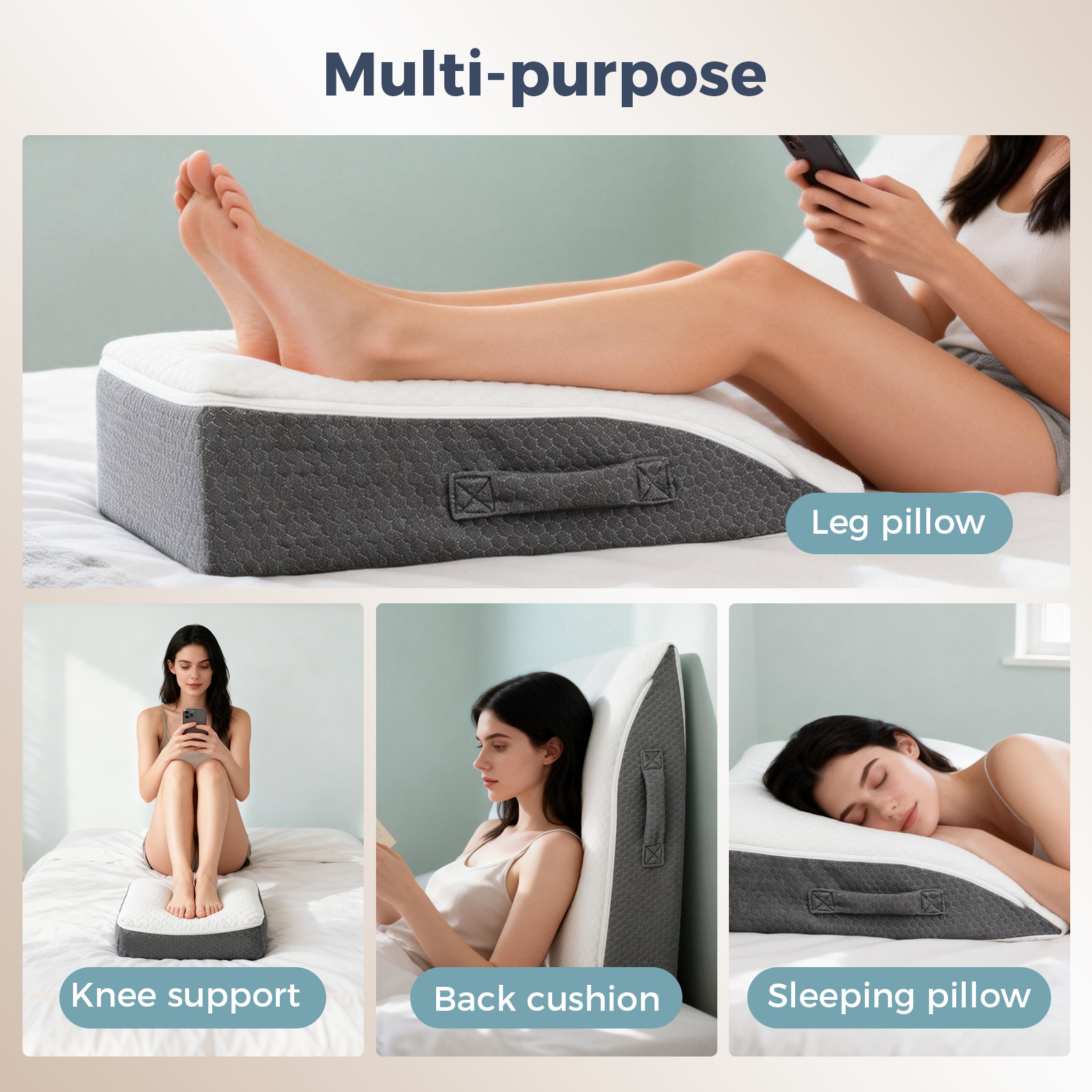 Dreamz Leg Elevation Pillow Memory Foam Wedge Cushion Leg Support Pillow Bed Rest Cushion Soft Breathable Leg Rest Pillow for Home Relaxation - Image 4