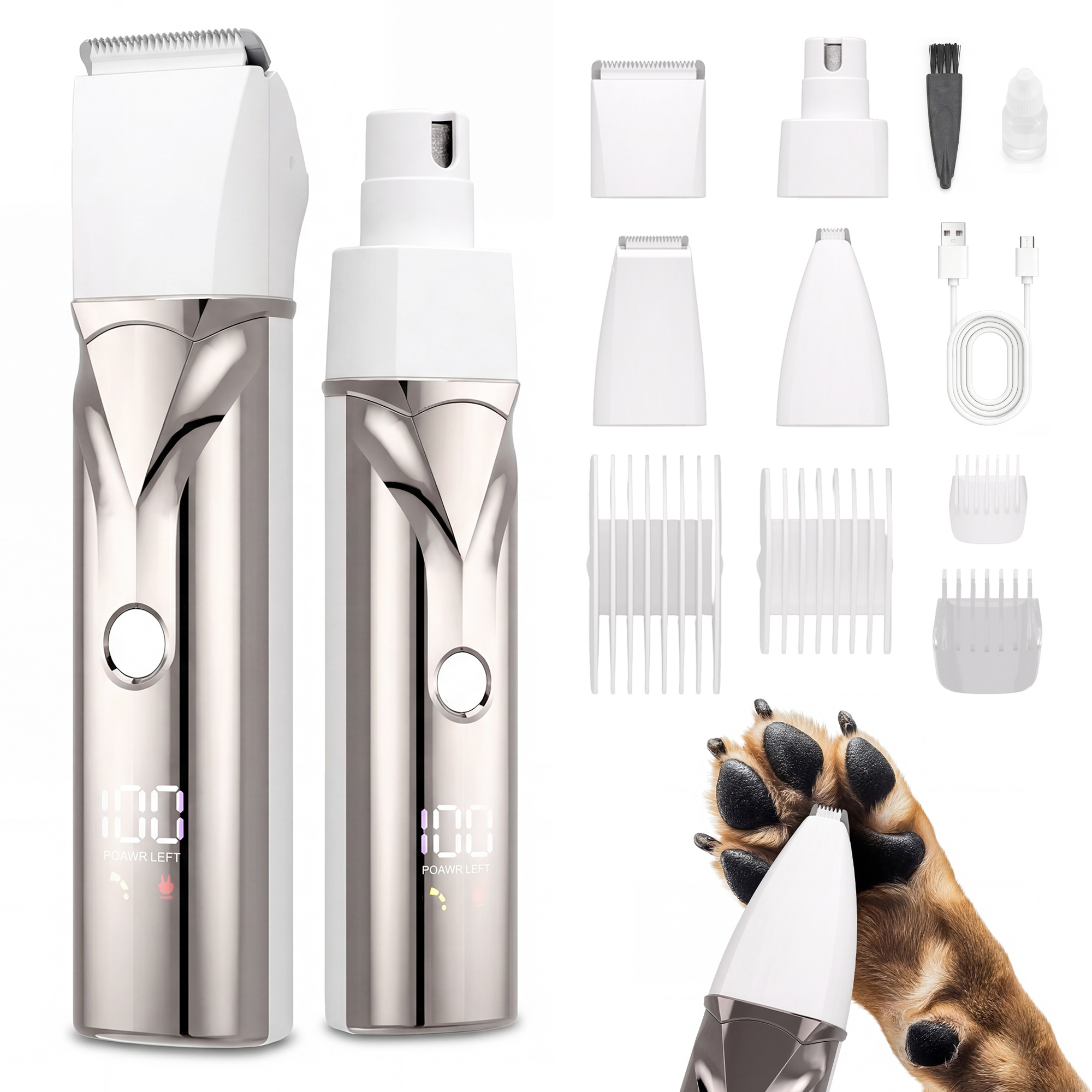 TEMU Advwin Pet Grooming Clippers Kit For Dogs Cats, 6000rpm Quiet Dog Clippers With Ceramic Blade, Digital Display, Rechargeable Pet Hair Trimmer
