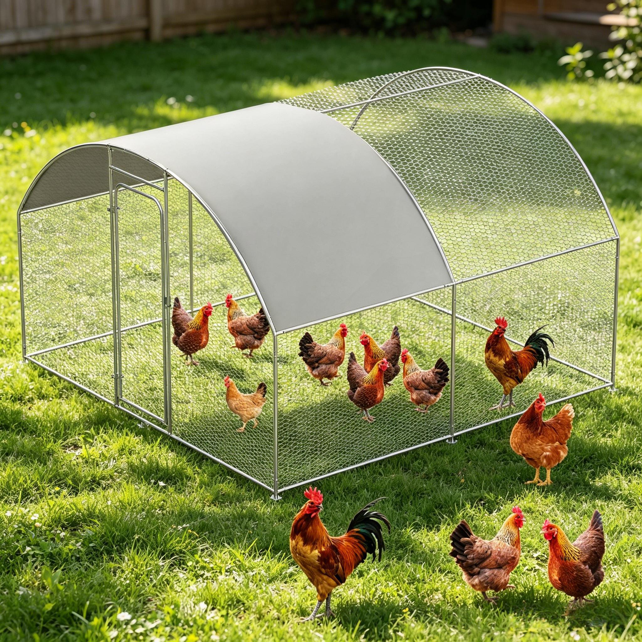 TEMU 3.18mx3.17x1.82m Chicken Coop With Cover, Walk-in Pen For Yard, Chicken Cage Pet Dog Enclosure Crate, Outdoor For Small Animals Duck Rabbit Hen