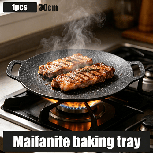 large non stick frying pan round grill pan for induction gas physical non stick coating for cooking heat distribution steak pancakes