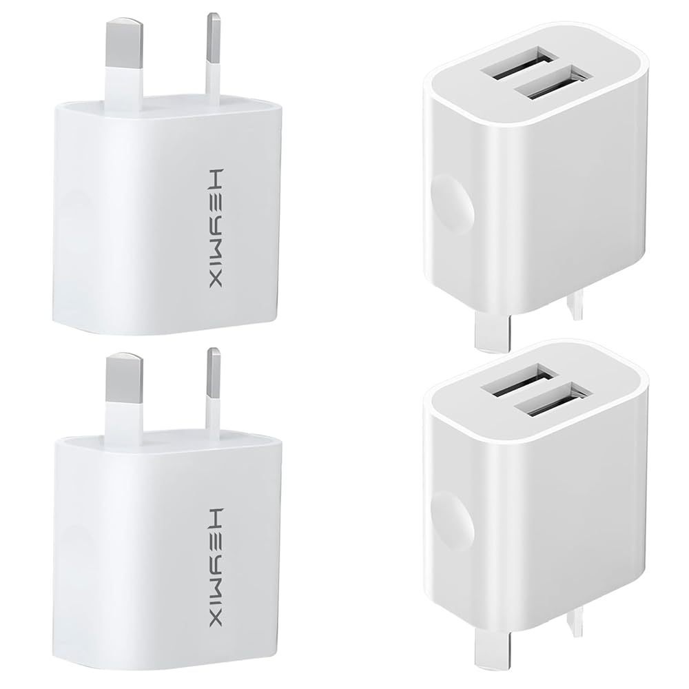 TEMU Dual Usb Wall Charger, 4-pack Usb Power Adapter Plug, Double Usb Wall Plug Adapter, 2-port Usb Au Plug 5v/2.1a Charger Saa Certified Compatible