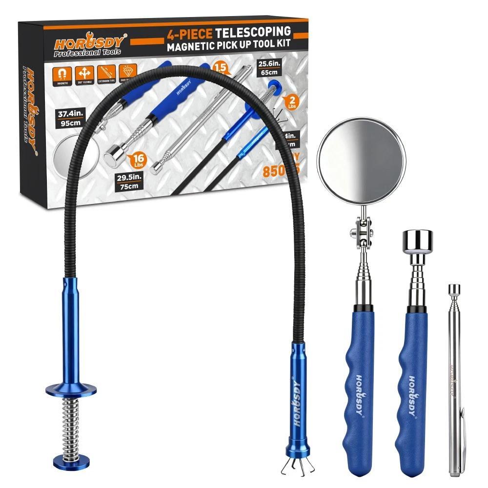TEMU Horusdy 4pcs Telescopic Magnetic Pickup Tool Kit Portable 360° Mirror Grabber