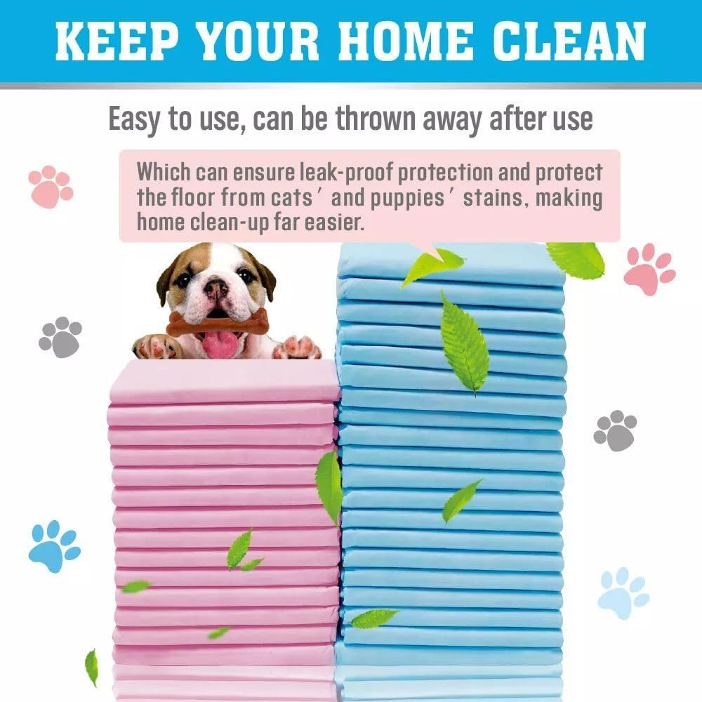 SEDY 104-Piece Pet Training Pads, Disposable Leak-Proof Dog Pee Pads, Fast-Drying Puppy Pads for Dogs, Cats & Rabbits, 60x60cm, Blue & Pink