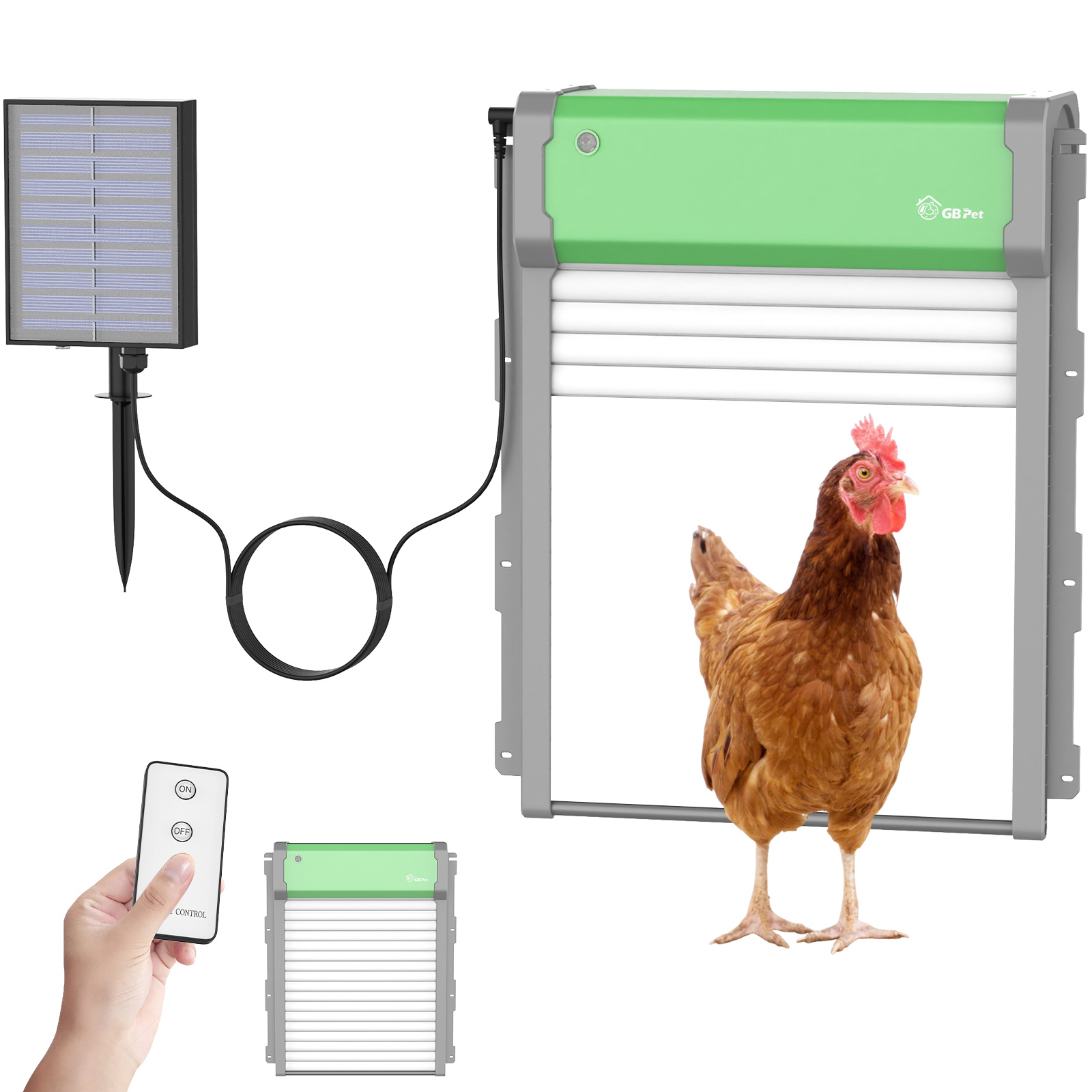 TEMU Advwin Automatic Chicken Coop Door, Solar Chicken Coop Door Opener With Timer & Light Sensor, Aluminum Anti-pinch Chicken Door With Remote