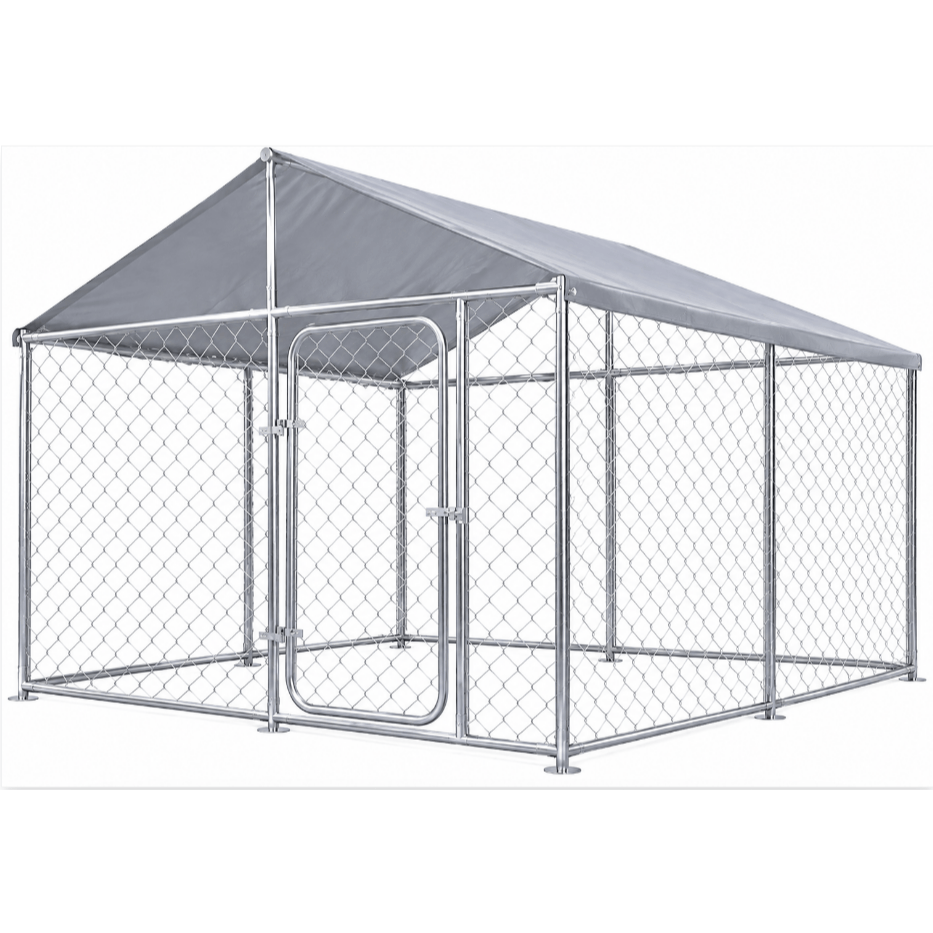 TEMU Dog Kennel 2x2x1.8m Heavy Duty Galvanized Run With Canopy For Backyard Garden Patio Farm Outdoor